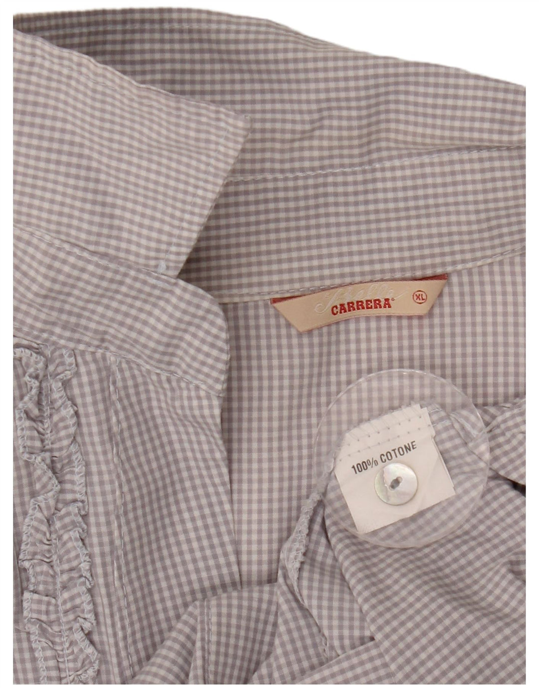 Bluză cămașă cu volane în față pentru femei Carrera UK 18 XL Gri Vichy