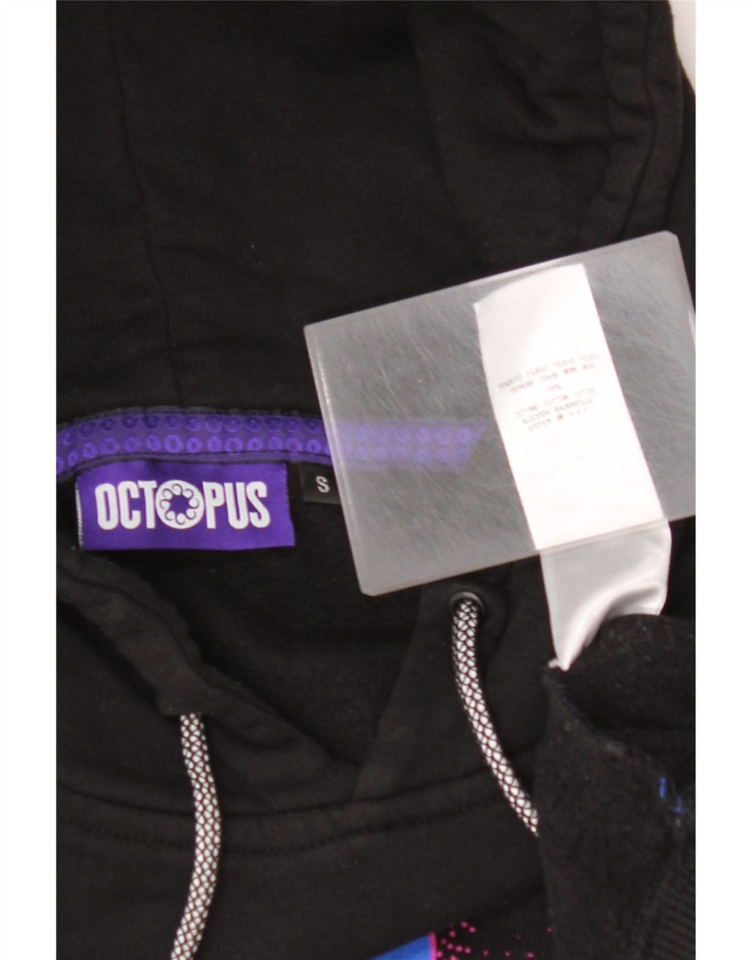 OCTOPUS Pulover cu glugă cu grafică pentru bărbați, mic, negru, bumbac color