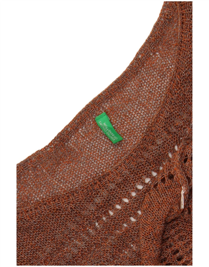 Bluză Benetton pentru femei Crop Knit Top UK 12 Maro Mediu
