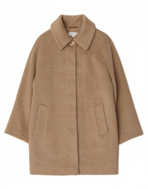 Pardesiu supradimensionat Vintage pentru femei UK 12 Medium Beige Lână