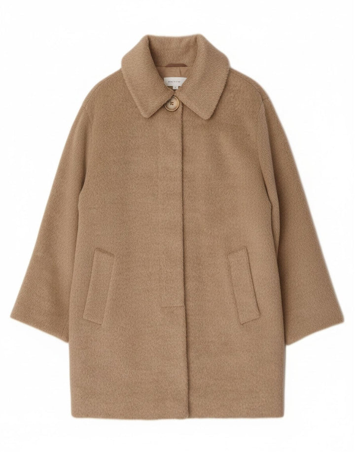 Pardesiu supradimensionat Vintage pentru femei UK 12 Medium Beige Lână