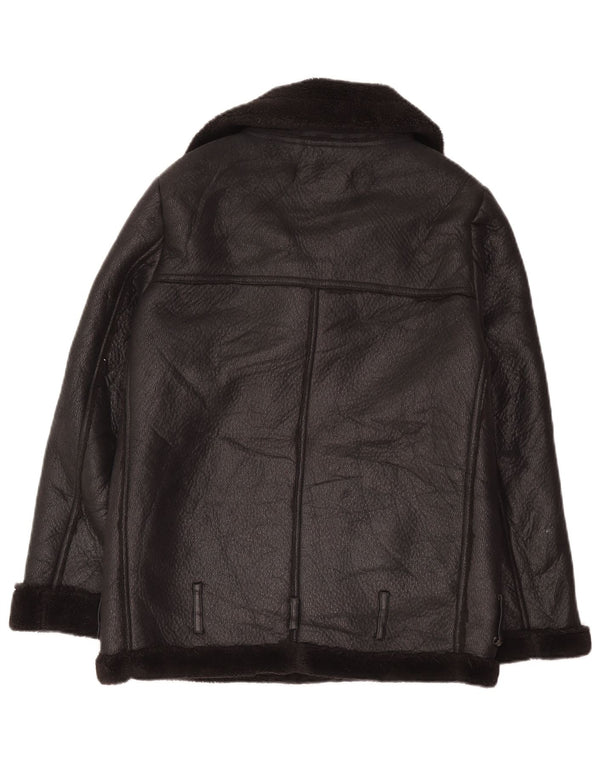 Jachetă Sherpa supradimensionată pentru femei Zara UK 6 XS Poliester negru