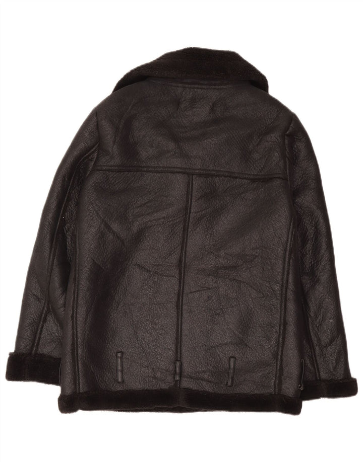 Jachetă Sherpa supradimensionată pentru femei Zara UK 6 XS Poliester negru