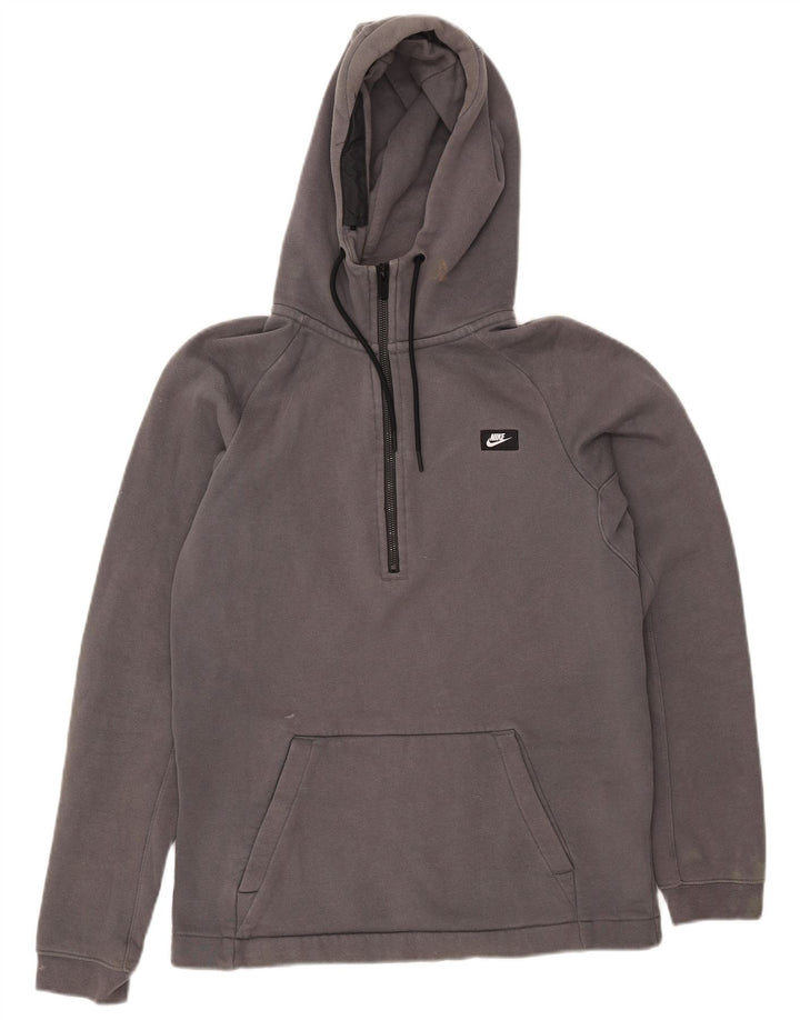 Pulover NIKE pentru bărbați, cu fermoar și gât, bumbac mic, gri