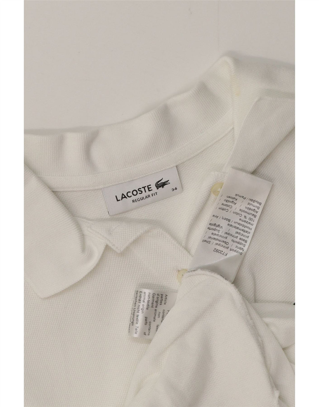 Tricou polo LACOSTE pentru femei, cu croiala normală, mărimea 34, bumbac alb mic