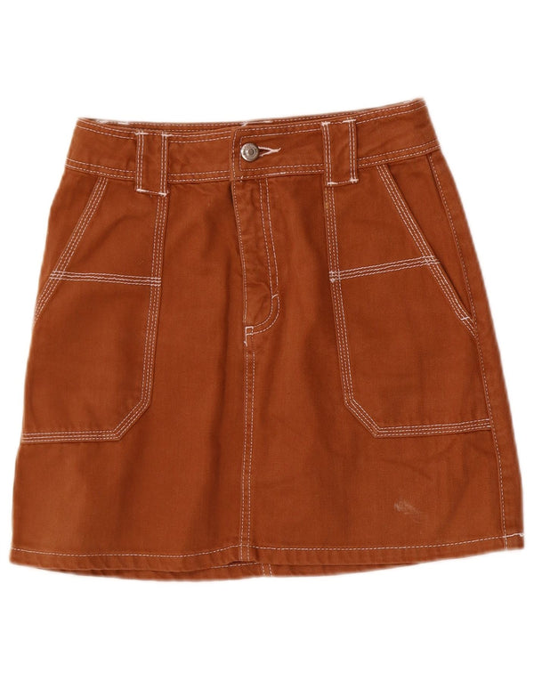 Fusta de blugi Topshop pentru femei UK 8 Small W26 Brown Bumbac