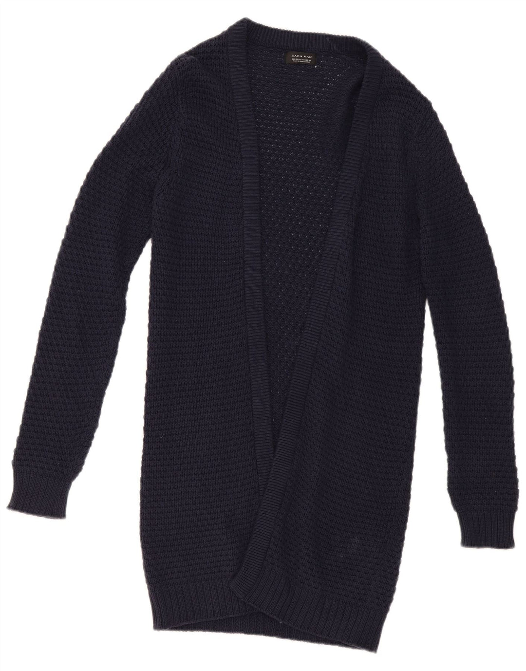 Pulover cardigan deschis pentru bărbați ZARA, bumbac mediu albastru bleumarin