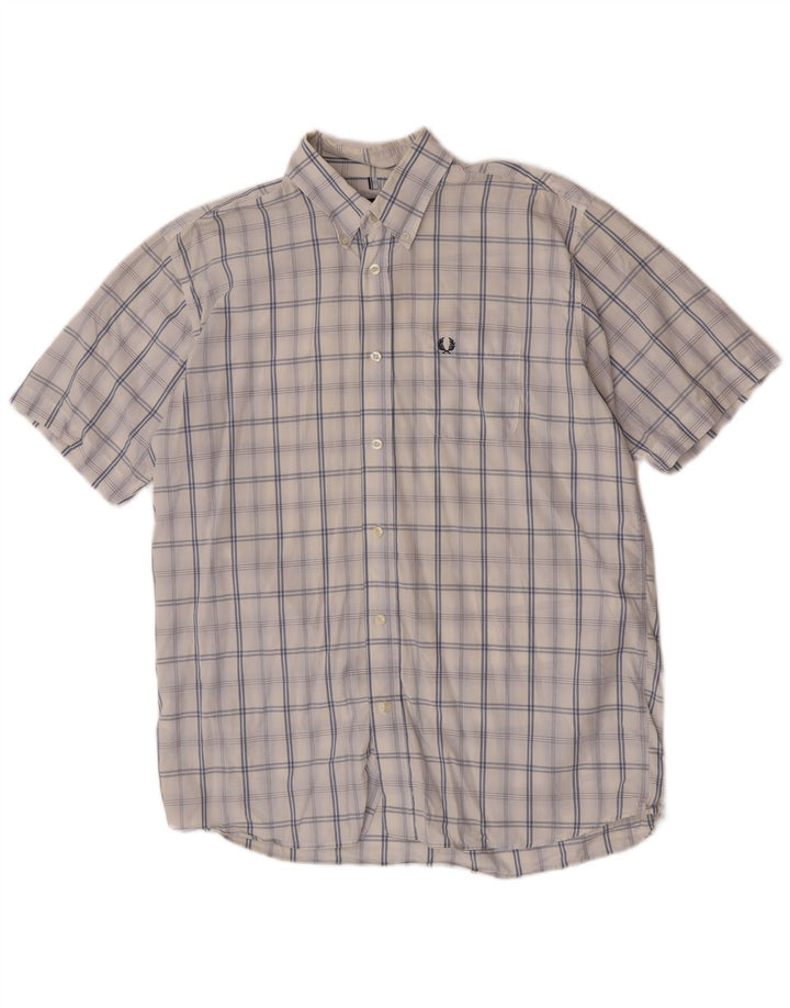 Cămașă cu mânecă scurtă pentru bărbați Fred Perry, bumbac cu carouri albe mari