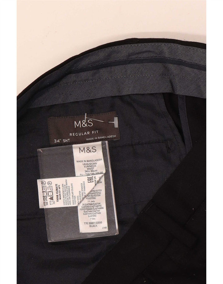 Pantaloni chino pentru bărbați Marks & Spencer, cu ajustare normală, L34 L29 Lână neagră