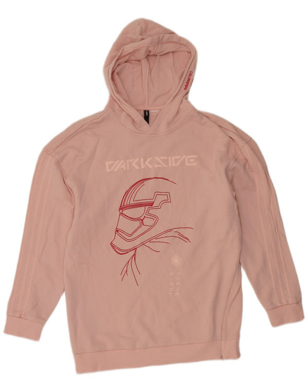 Pulover cu glugă supradimensionat cu grafic Adidas pentru femei UK 14 Roz mediu