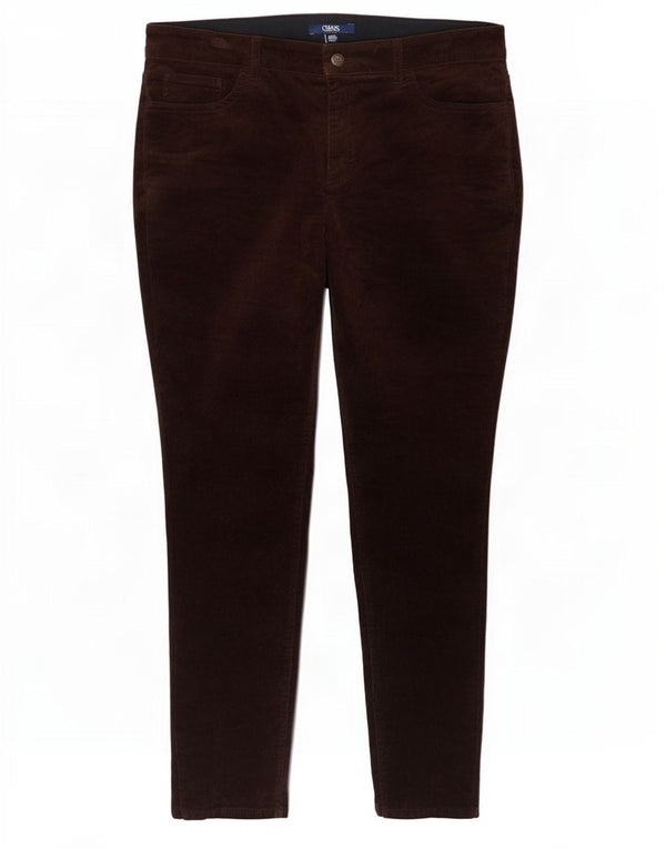 Pantaloni subțiri din velur pentru femei Chaps US 14 XL W34 L29 maro bumbac