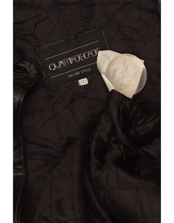 Palton de piele supradimensionat pentru femei VINTAGE IT 50 XL din piele neagră