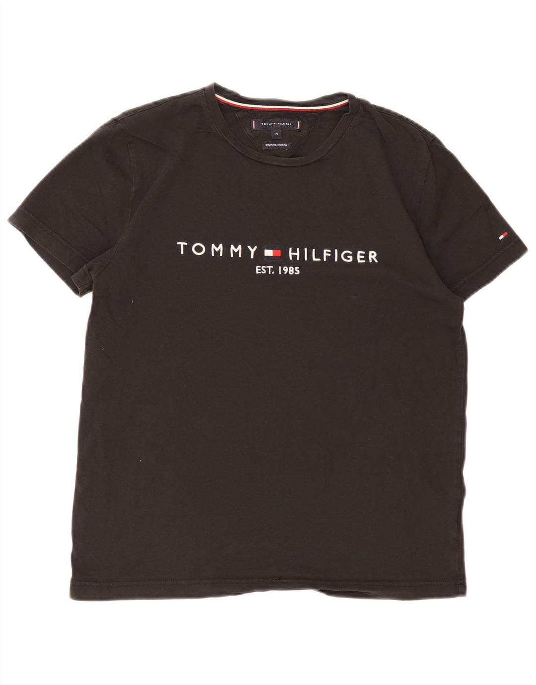 Tricou grafic Tommy Hilfiger pentru bărbați Top mediu din bumbac negru