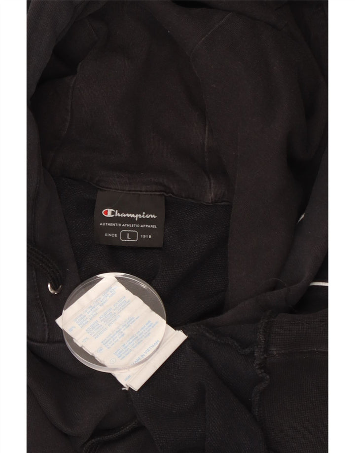 Pulover cu glugă cu grafic pentru bărbați CHAMPION, mare, negru, bumbac