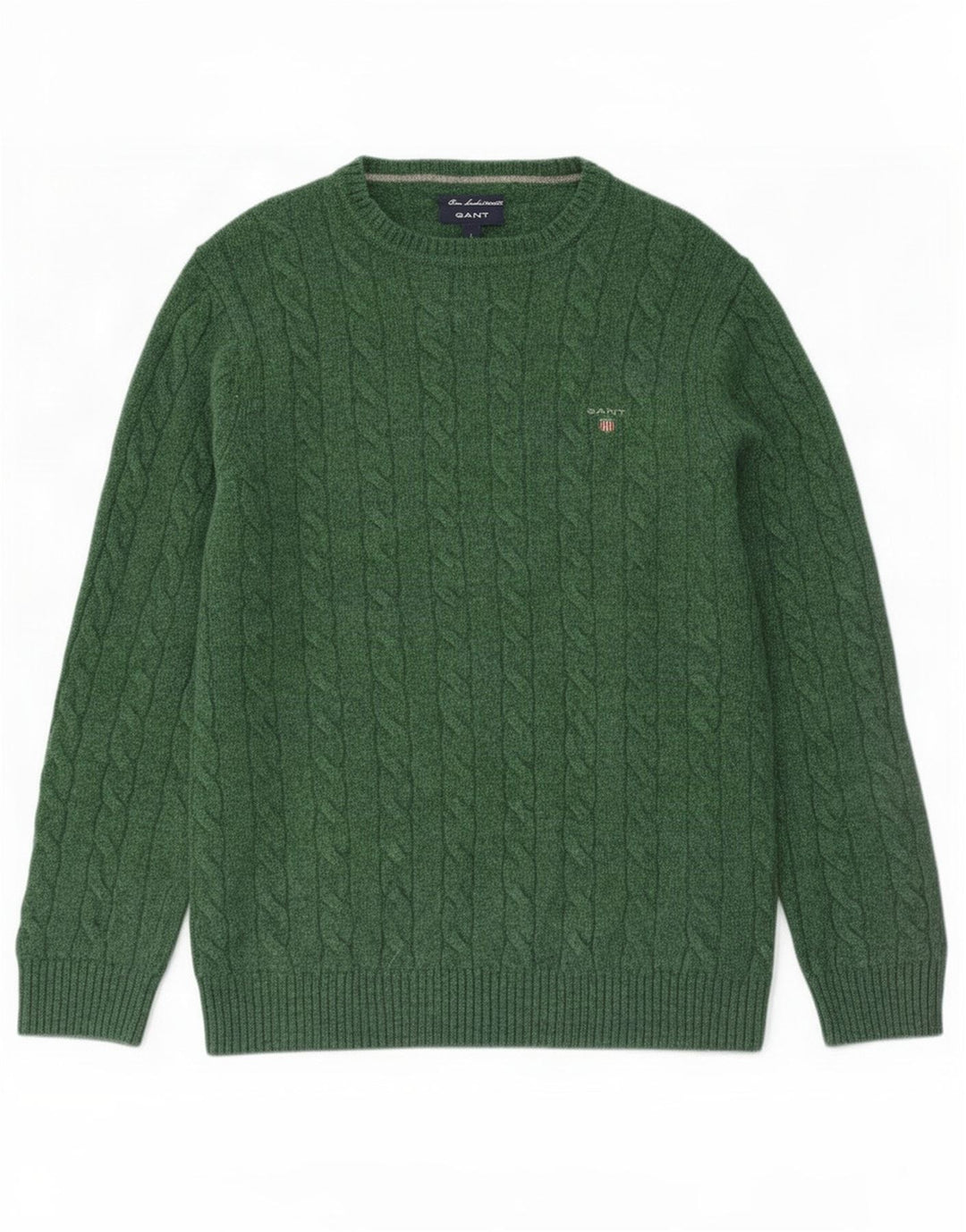 Gant Pulover pentru bărbați cu gât de barcă, lână de miel verde mare