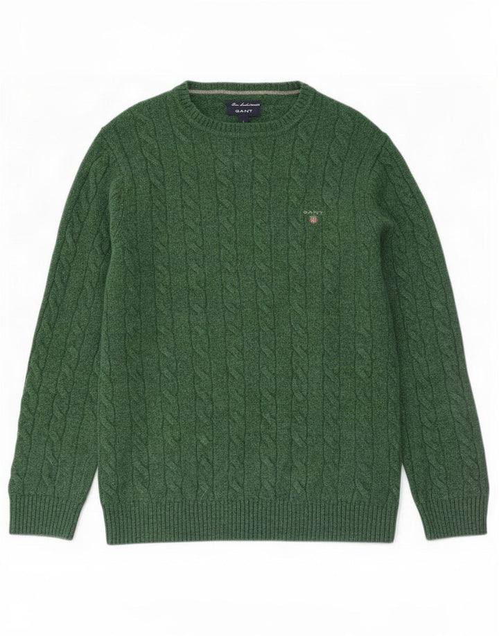Gant Pulover pentru bărbați cu gât de barcă, lână de miel verde mare