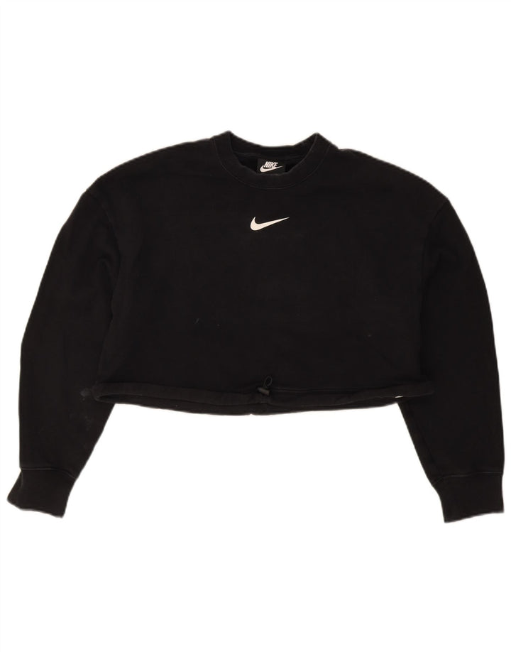 Pulover Nike Graphic Crop pentru femei UK 12 Bumbac mediu negru