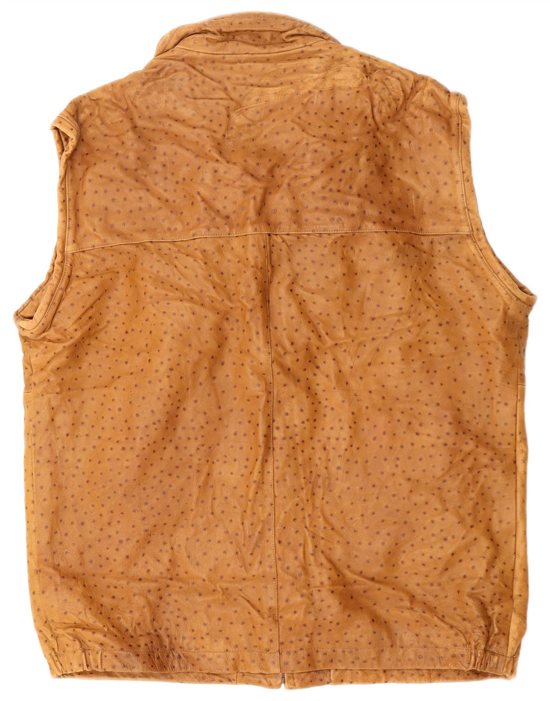 Gilet bărbați din piele VINTAGE IT 56 3XL maro cu pete