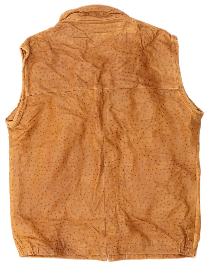 Gilet bărbați din piele VINTAGE IT 56 3XL maro cu pete