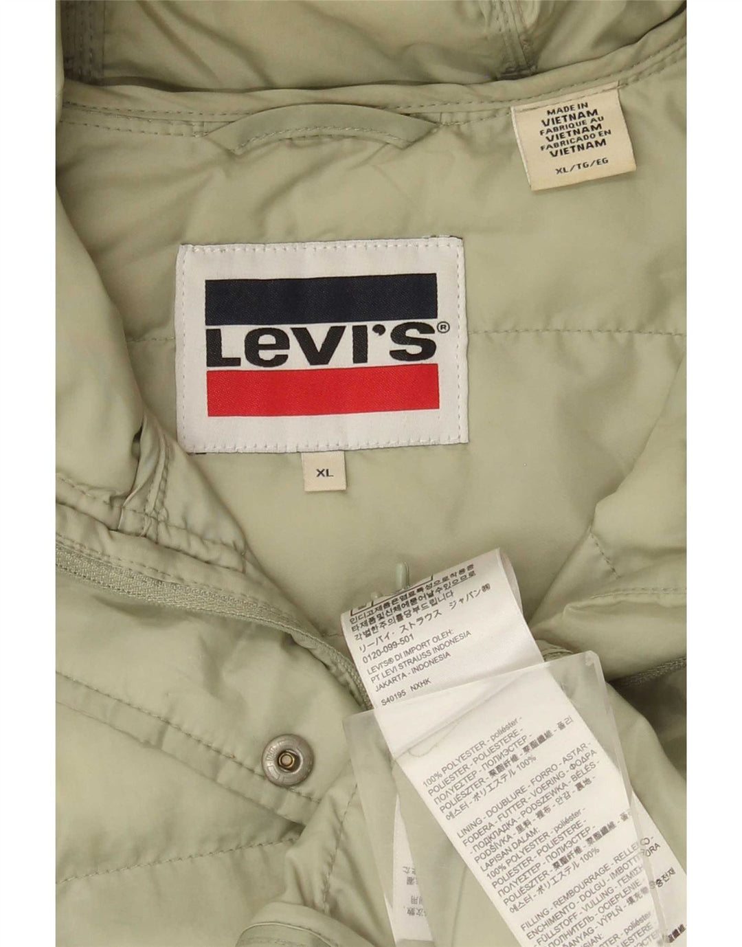 Jachetă căptușită cu glugă Levi's pentru femei UK 18 XL Poliester verde