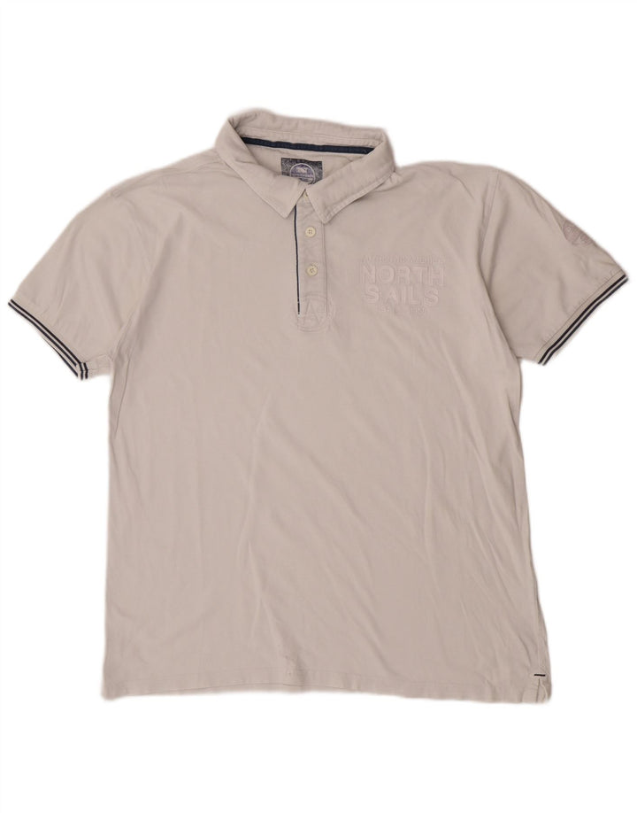 Tricou polo grafic North Sails pentru bărbați, bumbac alb 2XL