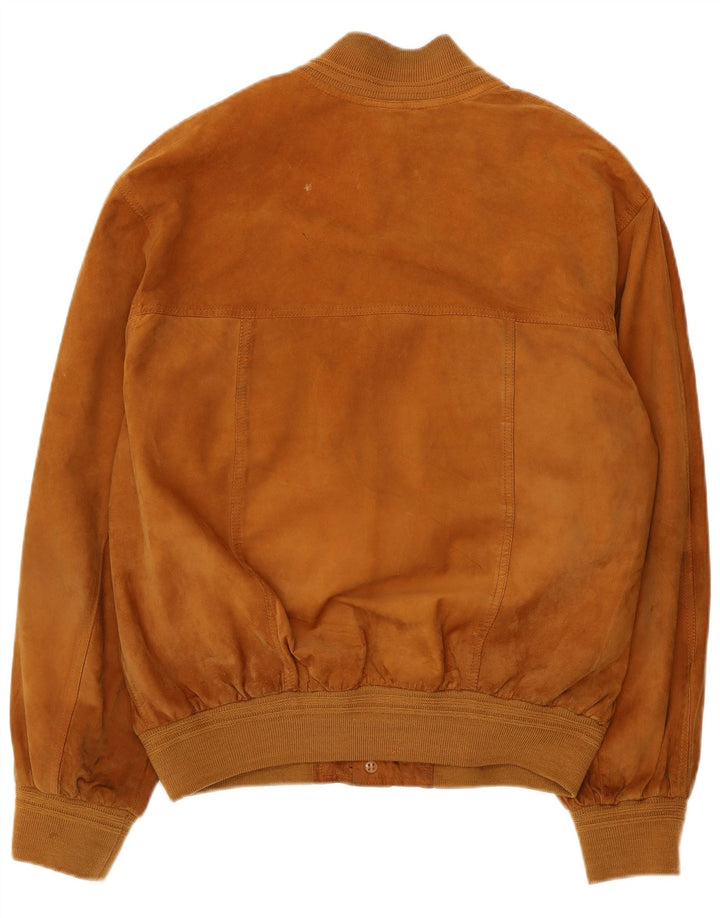 Bomber vintage pentru bărbați din piele intoarsa UK 40 mare, maro, din piele