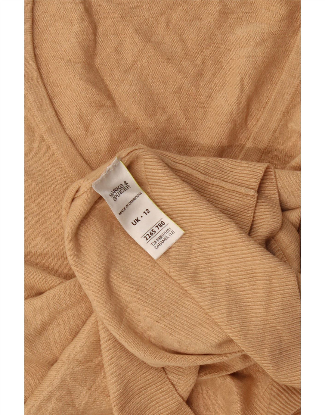 Pulover pentru femei Marks & Spencer cu decolteu în V UK 12 Medium Bej Acrilic