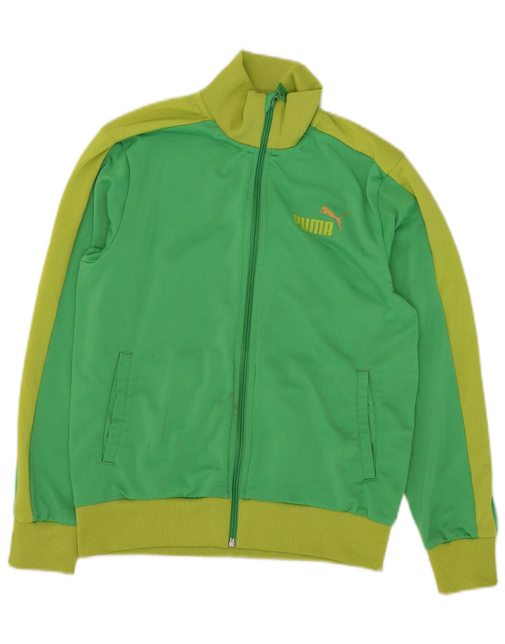 Jachetă de trening Puma pentru băieți 11-12 ani, verde, poliester color bloc