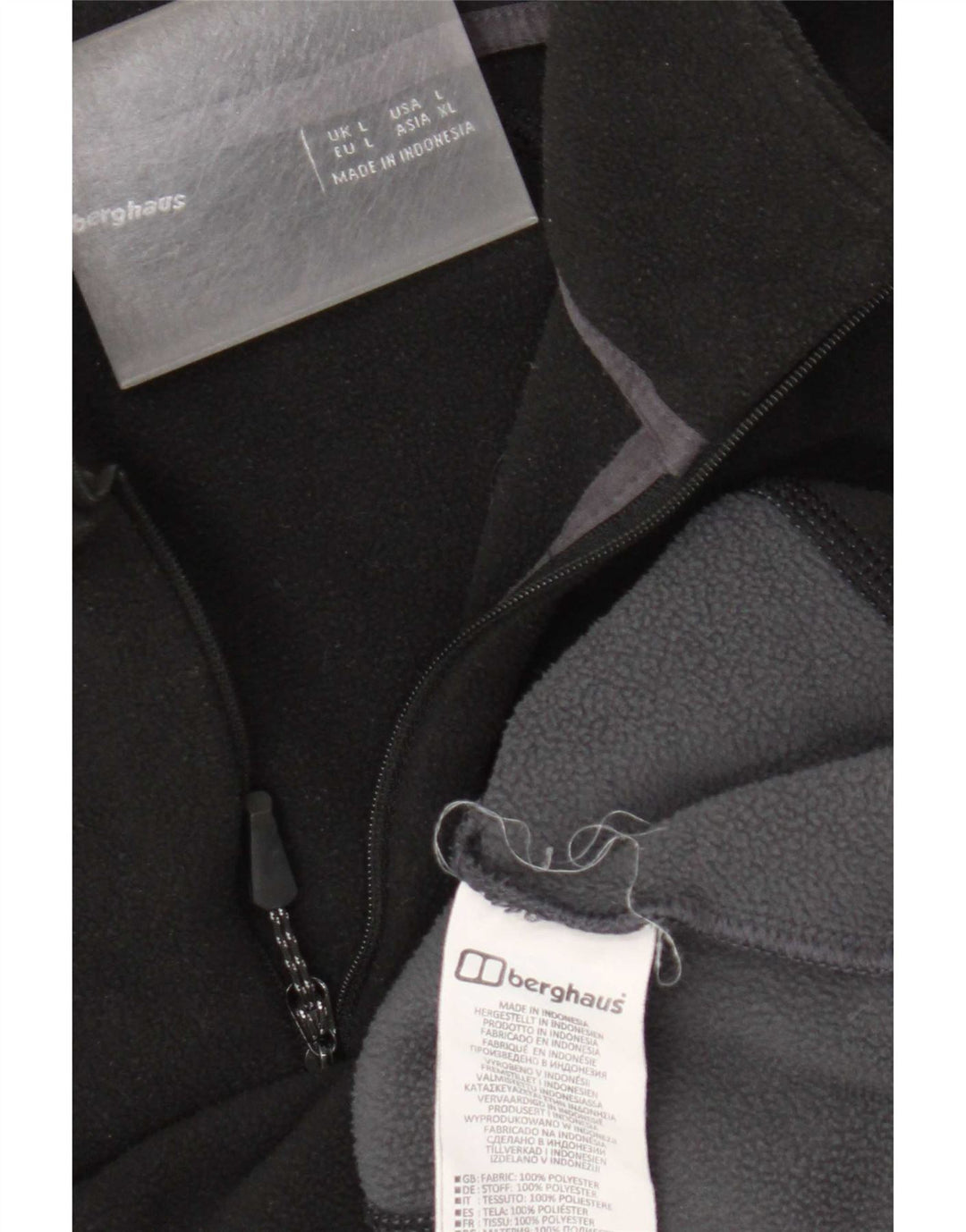 Jumper pentru bărbați Berghaus, cu fermoar și gât, din lână, mare, negru, din poliester