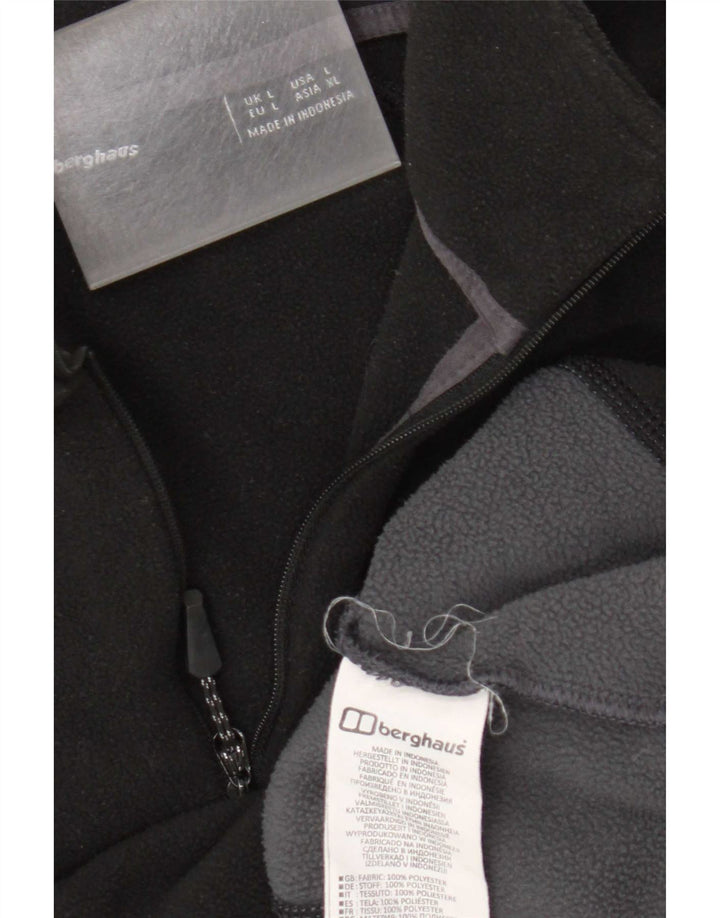 Jumper pentru bărbați Berghaus, cu fermoar și gât, din lână, mare, negru, din poliester