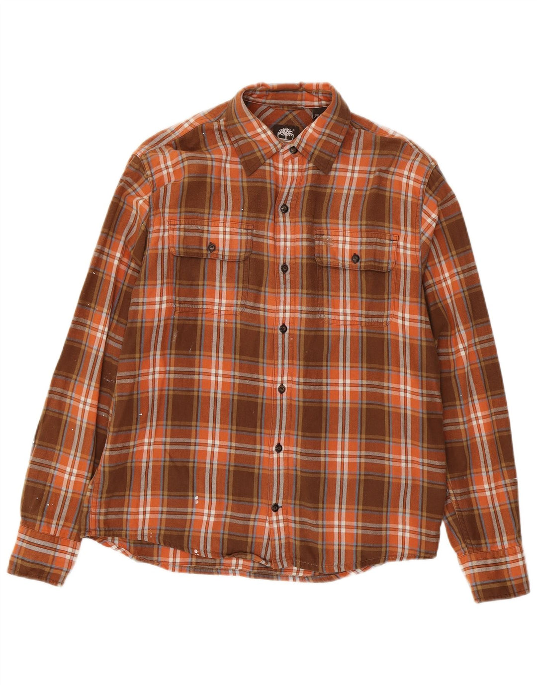 Cămașă de flanel pentru bărbați Timberland, bumbac cu carouri maro mediu