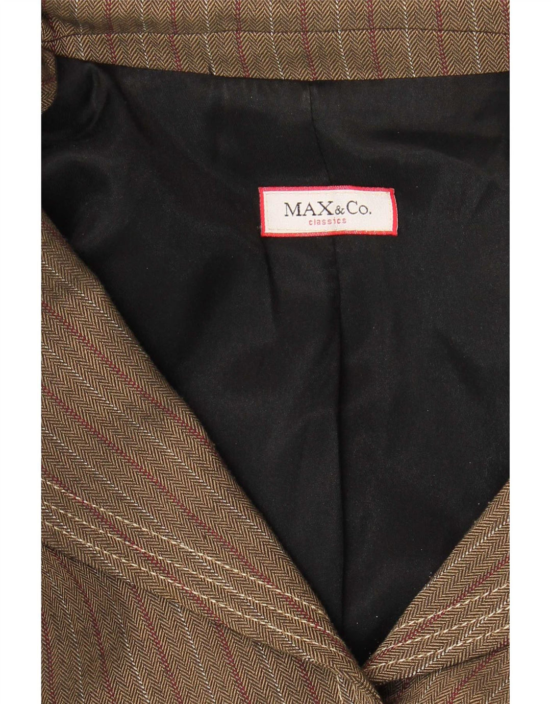 Blazer pentru femei Max & Co. Jachetă cu 2 nasturi UK 10, maro, cu dungi mici