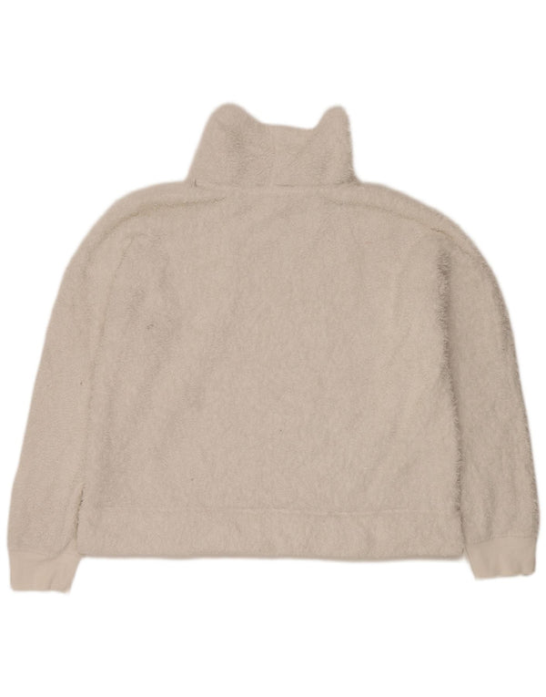 Pulover supradimensionat din lână Calvin Klein, pentru femei, cu gât rulat, UK 16, mare, alb