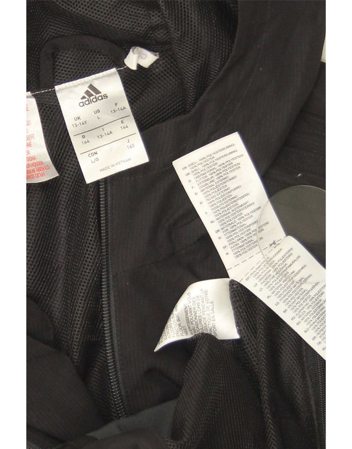 Jachetă de ploaie cu glugă Adidas pentru băieți 13-14 ani, negru, poliester