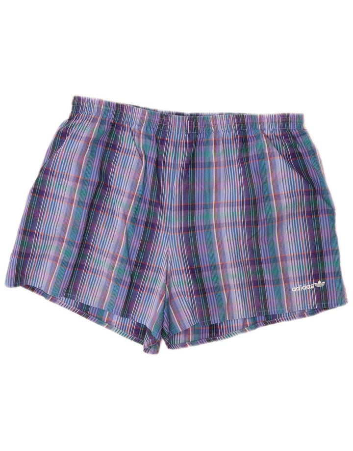 Pantaloni scurți de înot ADIDAS pentru bărbați, bumbac cu carouri mari, albastre