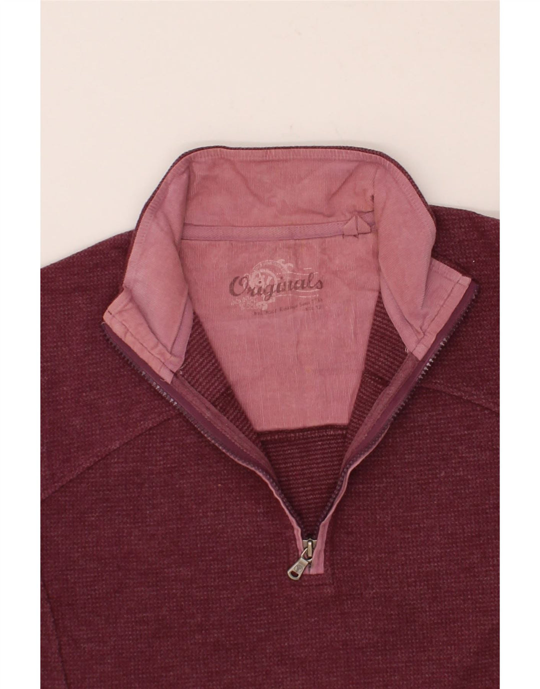 FAT FACE Womens Zip Neck Sweatshirt Jumper UK 12 Medium  Maroon Cotton Vintage Fat Face and Second-Hand Fat Face from Messina Hembry 
