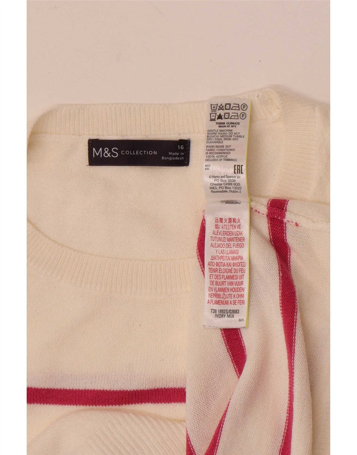 Pulover pentru femei Marks & Spencer cu decolteu triplu UK 16, mare, alb