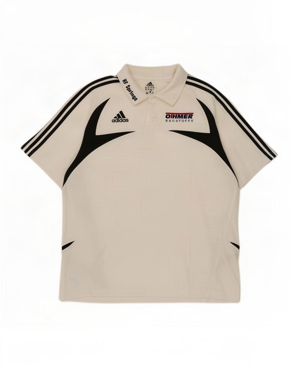 Tricou polo cu grafic pentru bărbați Adidas UK 48/50 XL, bumbac color bloc alb