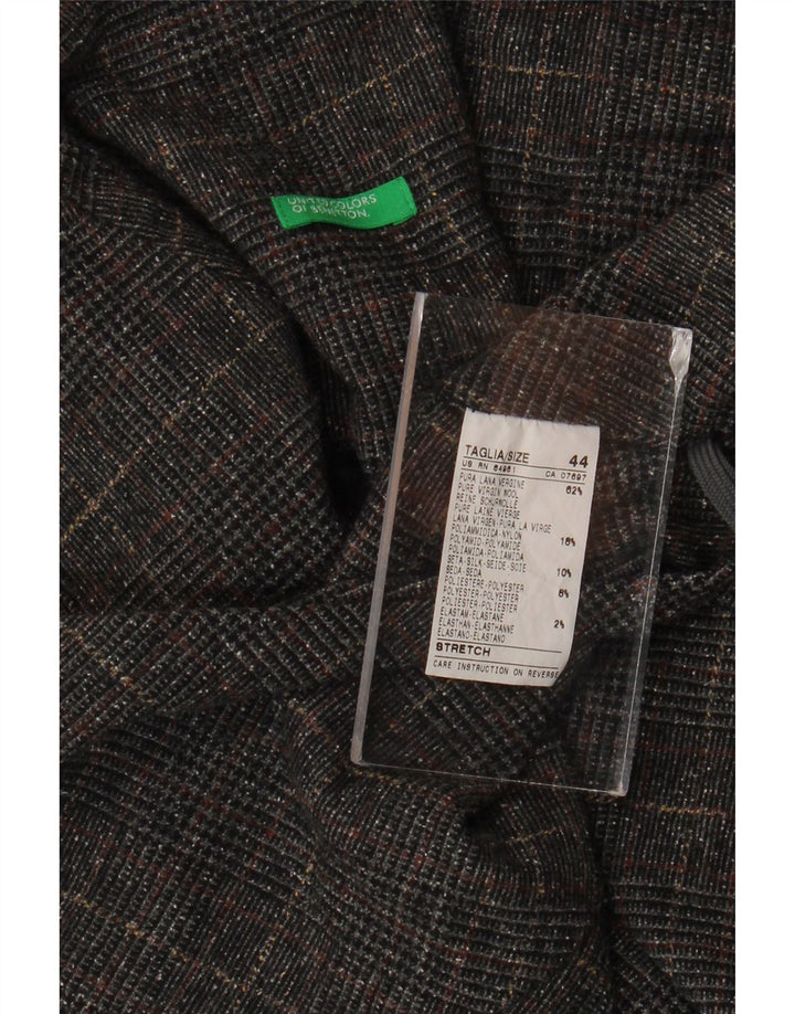 Fusta mini Benetton pentru femei IT 44 Medium W34 Gri Houndstooth Lână virgină