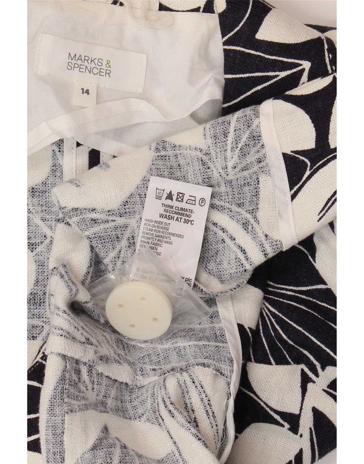 Jachetă pentru femei Marks & Spencer cu mâneci 3/4, UK 14 Medium, Alb, Floral