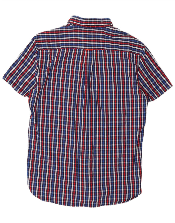 Cămașă cu mânecă scurtă pentru bărbați SUPERDRY, cu mâneci scurte, albastru mediu, din bumbac
