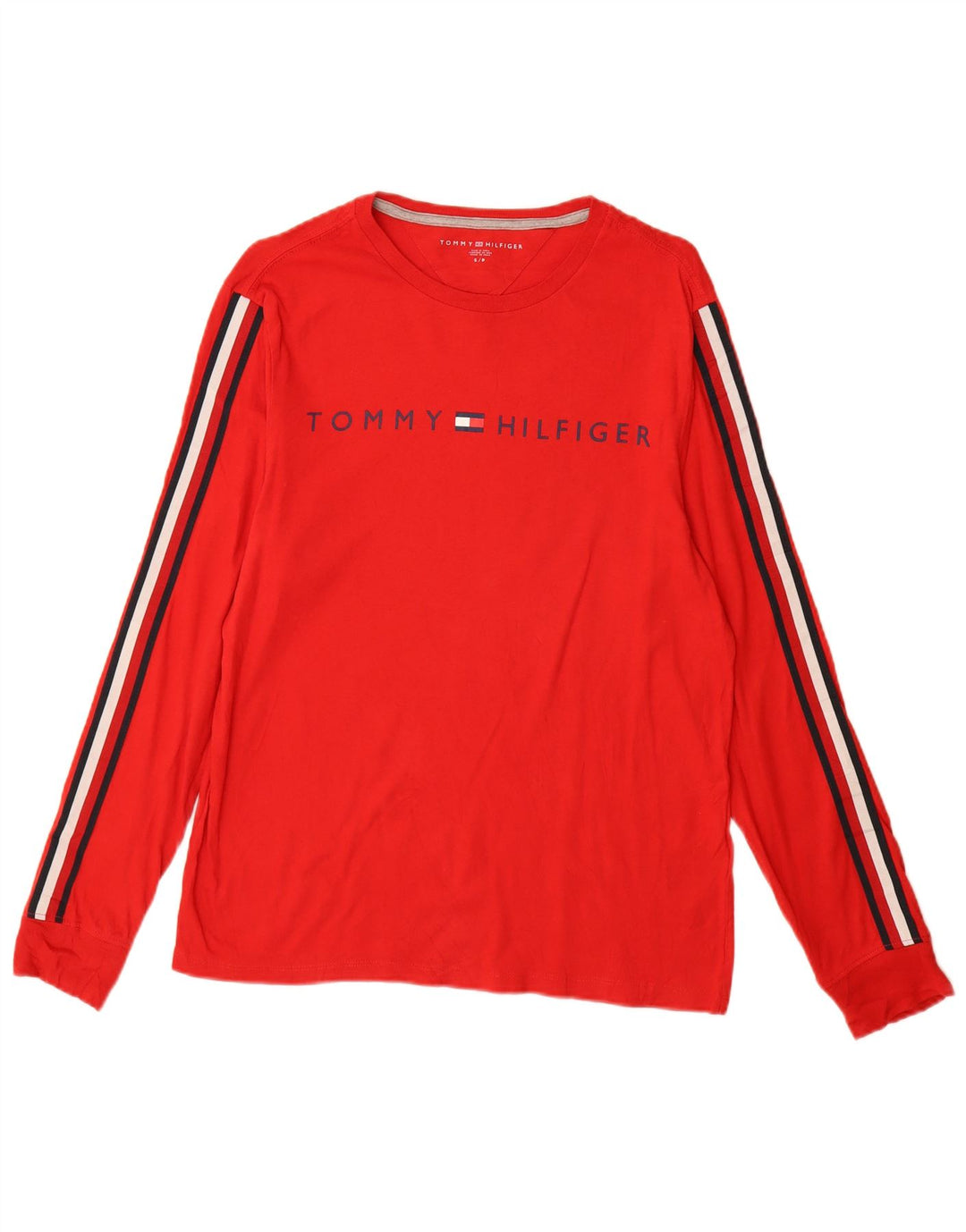 Top grafic pentru bărbați Tommy Hilfiger cu mânecă lungă din bumbac roșu mic