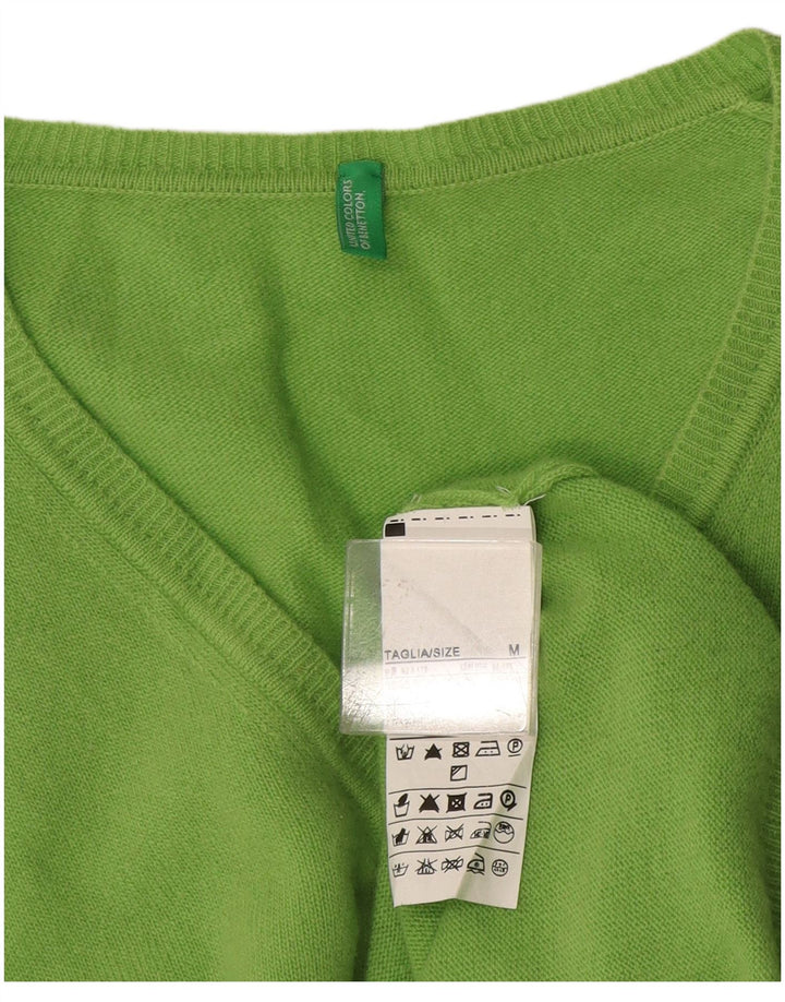 Pulover pentru femei Benetton cu decolteu în V UK 14 Lână verde medie