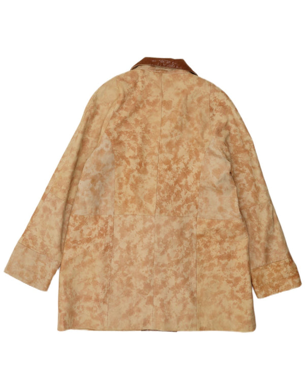 Palton supradimensionat din piele vintage pentru femei EU 40 Medium Beige Tie Dye Piele