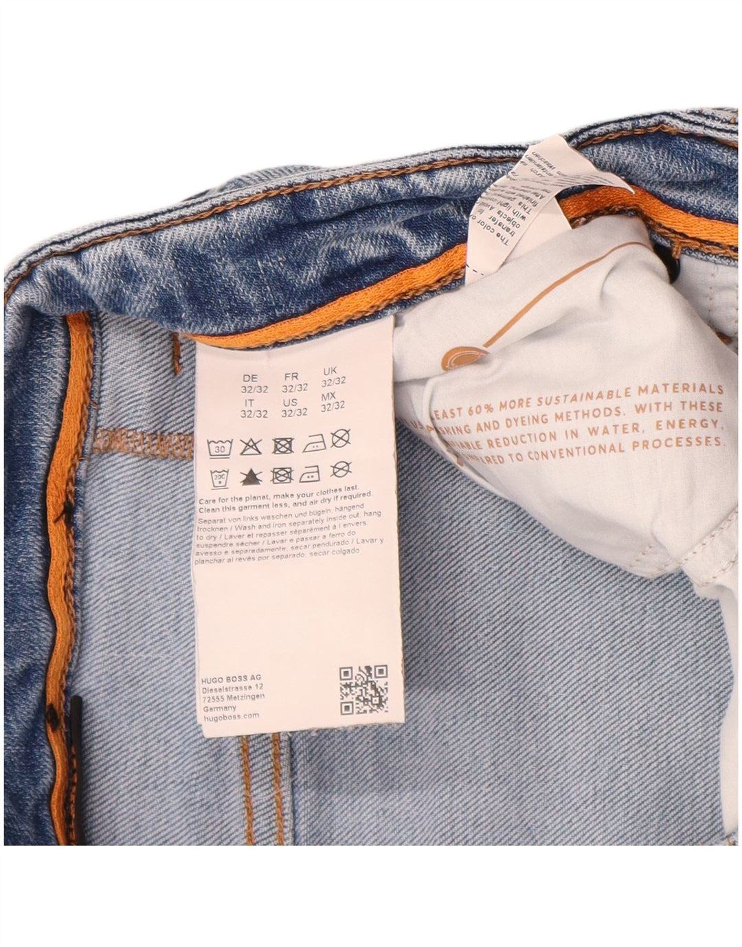 Blugi slim învechiți pentru bărbați Hugo Boss L32 L32 Bumbac albastru