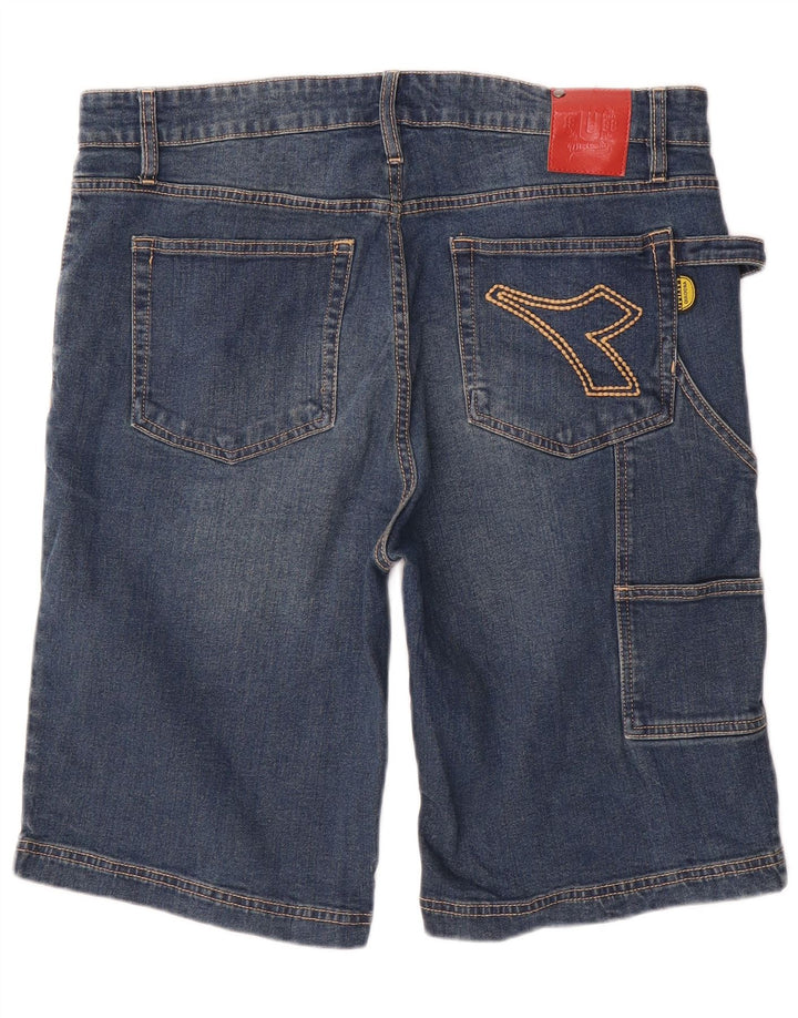 Pantaloni scurți din denim cargo DIADORA pentru bărbați W33, bumbac albastru mediu