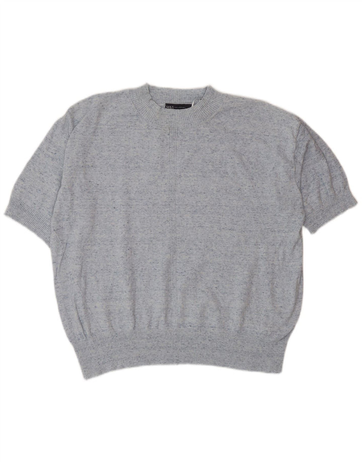 Pulover pentru femei Marks & Spencer cu decolteu triplu UK 14 Medium Blue Flecked