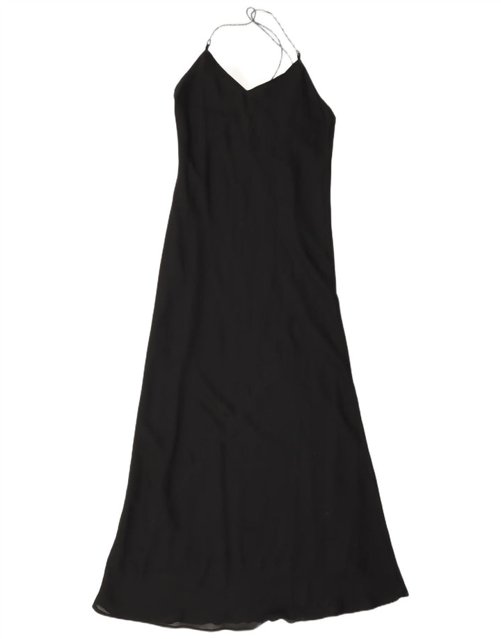 Rochie Vintage pentru femei Maxi Halter UK 10 Poliester negru mic