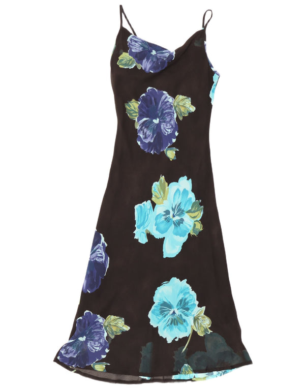 Rochie Vintage pentru Damă Maxi Slip IT 44 Medium Black Floral Viscose