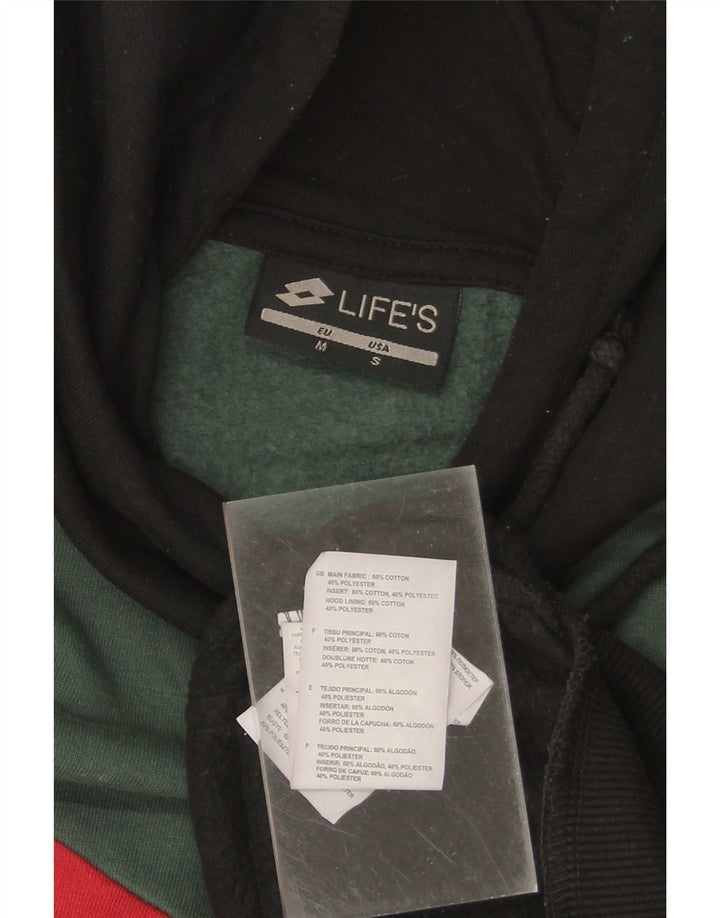 LOTTO Mens Hoodie Jumper Medium Black Colourblock Cotton
